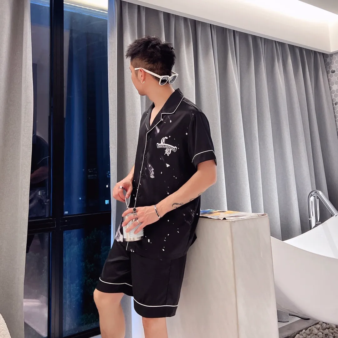 🅿️340 2024 CHROME HEARTS home wear, high-definition Korean silk fabric, skin-friendly, soft and comfortable, couple model M～XXXL